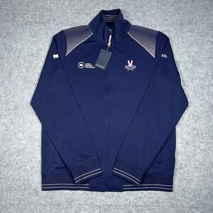 NWT Psycho Bunny Jacket Sweater Mens Size Large Navy Full Zip Double Sided